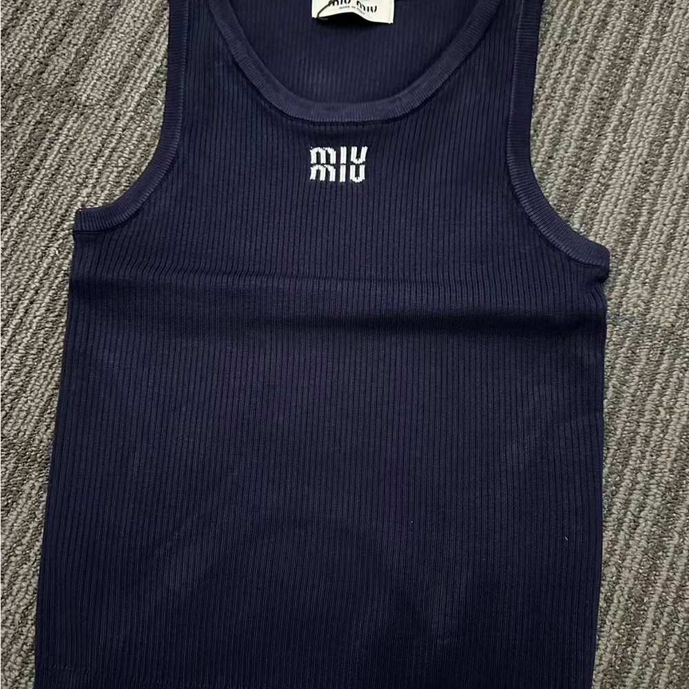 Miu Miu Navy Blue Tank Top